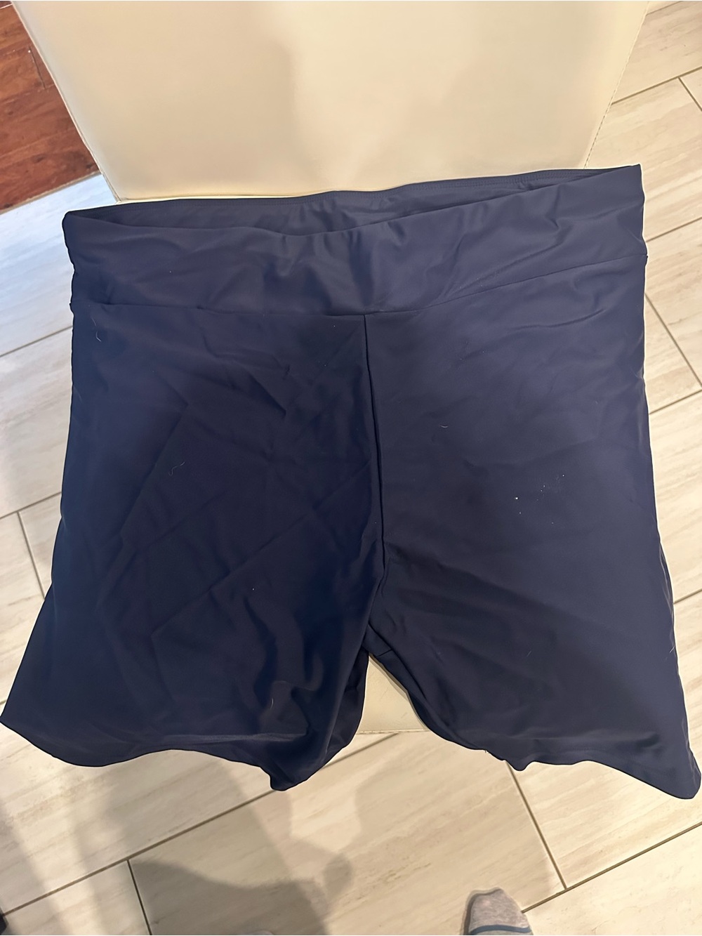 Navy High-Waist Swim Shorts